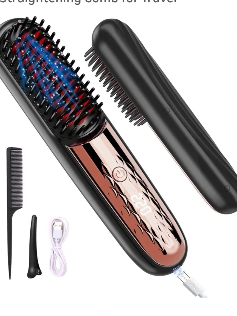 Cordless Hair Straightener Brush for Women, Instant Frizz-Free 045